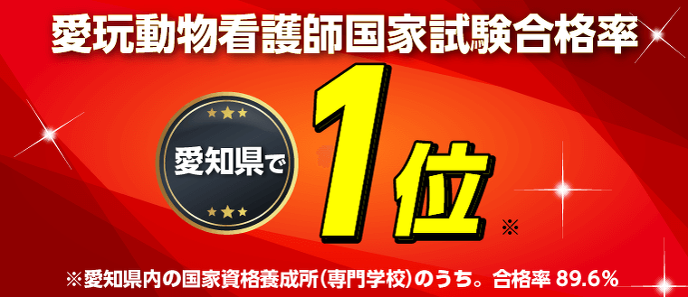 愛玩動物看護師国家試験合格率　愛知県で１位